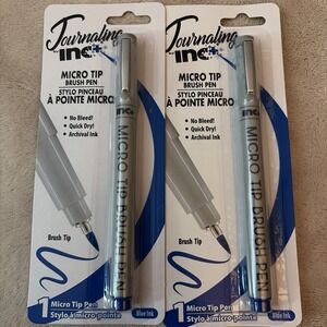 Inc. Journaling Micro Tip Brush Pen, Blue ink. Archival Ink Calligraphy Lot Of 2